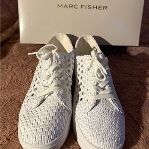 Marc Fisher White Textured Sneakers worn once.